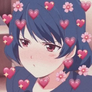 ➖ Anime, Cartoon, Hart, Leuk, Meisje, Bloemen telegram sticker