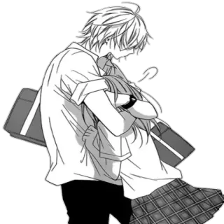 ❤ Anime, Mangá, Casal, Abraço, Escola, Romance whatsapp sticker