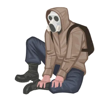 😒 gasmasker, hoodie, laarzen, post-apocalyptisch, stalker telegram sticker