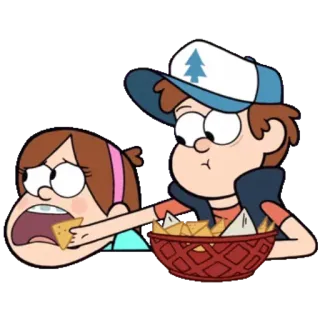 😪 Dipper Pines Gravity Falls cartoon, animation, comedy, eating, Gravity Falls, Dipper Pines, Mabel Pines, snack telegram sticker
