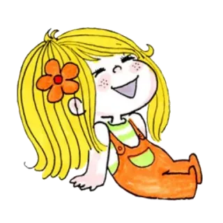 😍 cartoon, girl, flower, blonde, child, drawing, sticker telegram sticker