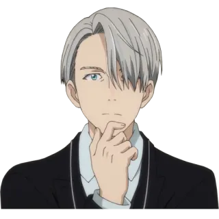 🤔 Victor Nikiforov Yuri!!! on Ice Аниме, Фигурное катание, Персонаж, Виктор Никифоров, Yuri on Ice, Задумчивый whatsapp sticker