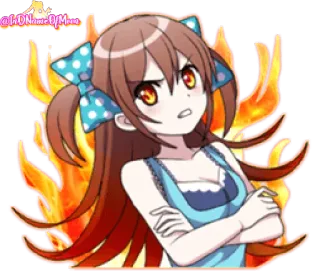 😡 @LIONAME DJMimi Аниме, Огонь, Хвостики, Злая, Девушка, Мультфильм whatsapp sticker