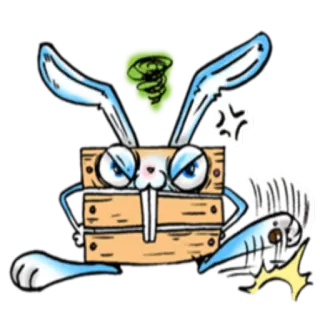 😡 การ์ตูน, กระต่าย, โกรธ, มวย, ลังไม้ telegram sticker