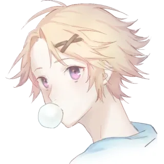 😗 Anime, Manga, Dibujos animados, Chicle, Chico, Retrato telegram sticker