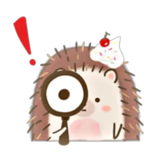 🔎 erizo, lindo, lupa, animal, dibujos animados, alerta whatsapp sticker