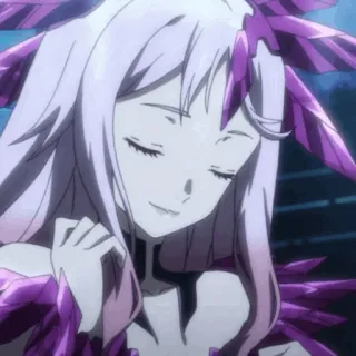 🌸 Anime, Dziewczyna, Fioletowy, Białe Włosy, Postać, Ilustracja telegram sticker