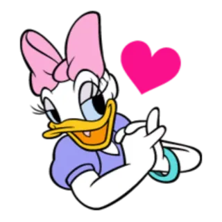 😍 Daisy Duck hoạt hình, Disney, Vịt Daisy, trái tim, hoạt họa, nhãn dán telegram sticker