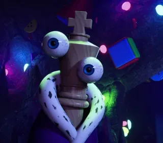 😎 ajedrez, rey, ojos, ojos saltones, abstracto, 3D telegram sticker