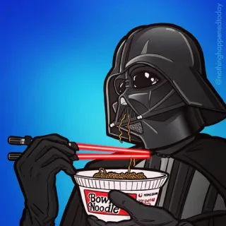 😁 Darth Vader Star Wars darth vader, star wars, nudeln, schüssel, essstäbchen, lustig whatsapp sticker