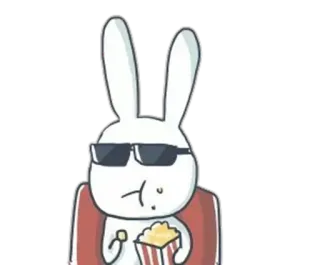 💘 rabbit, popcorn, sunglasses, movie, cartoon, animal, watching, relaxing telegram sticker
