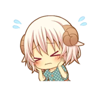 😑 Chibi, Anime, Mangá, Fofo, Triste, Suor, Ovelha, Chifres telegram sticker