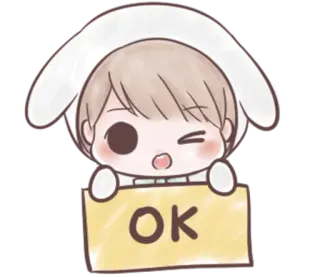 👌 OK ok, imut, anime, kelinci, kedip, stiker telegram sticker