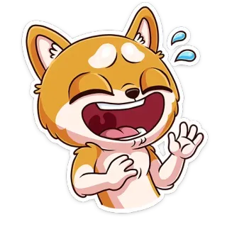 😂 cane, shiba inu, emoji, sticker, cartone animato, divertente, che ride whatsapp sticker