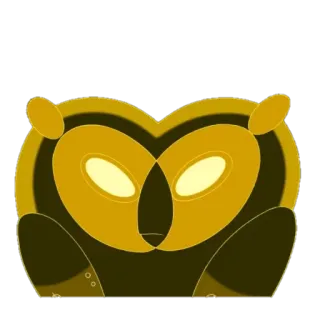 🦉 Eule, Tier, Vogel, Gold, Cartoon telegram sticker