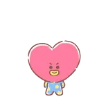 🖤 Tata cartoon, character, cute, pink, heart, BT21 whatsapp sticker