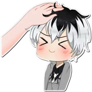 ☺️ Ken Kaneki Tokyo Ghoul Anime, Manga, Mono, Acariciar, Acariciar cabeza, Chibi telegram sticker