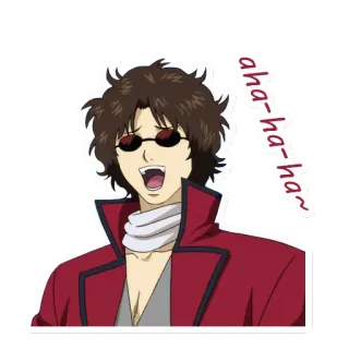 🤣 aha-ha-ha~ Anime, Kreskówka, Postać, Śmiech, Okulary przeciwsłoneczne telegram sticker