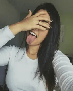 😝 mulher, língua, garota, selfie, retrato telegram sticker
