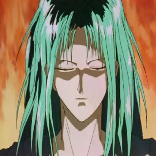 🔥 Shinobu Sensui Yu Yu Hakusho Аниме, Сенсуй, зеленые волосы, Yu Yu Hakusho, персонаж telegram sticker