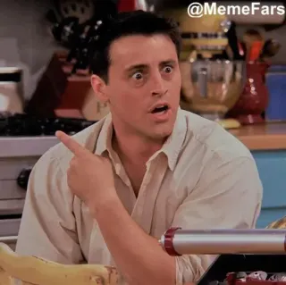 😳 Joey Tribbiani Friends @MemeFars เพื่อน, โจอี, มีม, ตลก, ชี้, ตกใจ, รายการทีวี telegram sticker