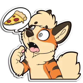 🍕 furry furry, pizza, hungry, cartoon, animal, cute telegram sticker