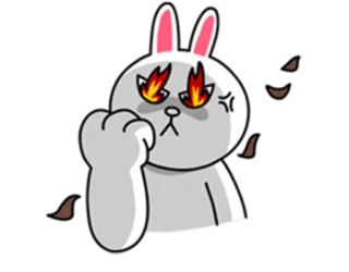 👺 злой, кролик, мультфильм, животное, кулак, зайчик whatsapp sticker