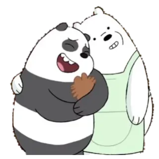 👪 Panda We Bare Bears desenho animado, urso, abraçando, fofo, urso polar, panda, amizade telegram sticker
