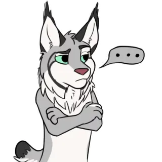 😒 animal, lince, desenho animado, triste, balão de pensamento, peludo telegram sticker