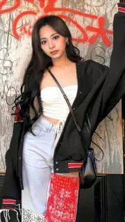 🌃 kobieta, portret, moda, styl, koreański, casual, modelka, streetwear telegram sticker