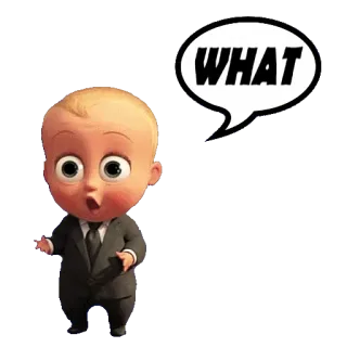 ❓ Boss Baby WHAT bebé, traje, jefe, divertido, expresión telegram sticker