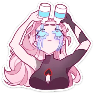 🥺 huilen, tranen, verdriet, emotie, roze haar, anime whatsapp sticker