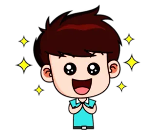 🤩 cartone animato, ragazzo, carino, brillantini, saluto, amichevole, illustrazione telegram sticker
