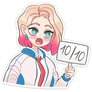 👍 10/10 Peringkat, Sempurna, Skor, Luar biasa, Kartun, Karakter telegram sticker