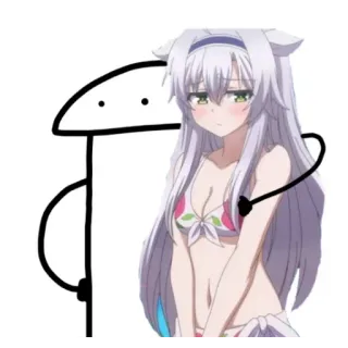 😏 Аниме, Мультфильм, Девушка, Наклейка, Купальник telegram sticker