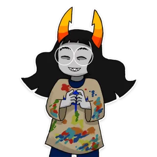 😁 Мультфильм, Иллюстрация, Персонаж, Искусство, Девушка, Рога, Тролль telegram sticker