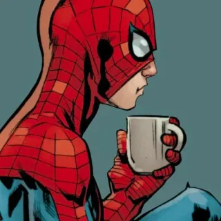 🎒 Spider-Man สไปเดอร์แมน, มาร์เวล, ฮีโร่, คอมมิค, กาแฟ, ผ่อนคลาย telegram sticker