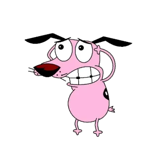 😱 Courage Courage the Cowardly Dog cartoon, dog, scared, Courage the Cowardly Dog, Courage, pink, funny, animated telegram sticker