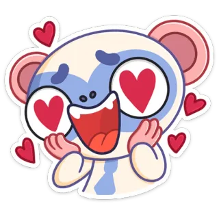 😍 Desenho animado, Animal, Amor, Corações, Fofo, Feliz telegram sticker
