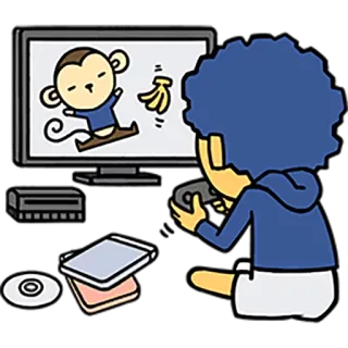 📺 gamer, monkey, banana, tv, playing, videogame, controller telegram sticker
