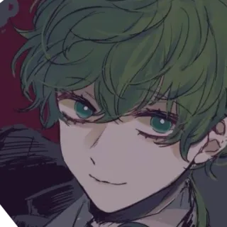 🙂 Anime, Manga, Arte, Capelli Verdi, Sorriso, Ritratto telegram sticker