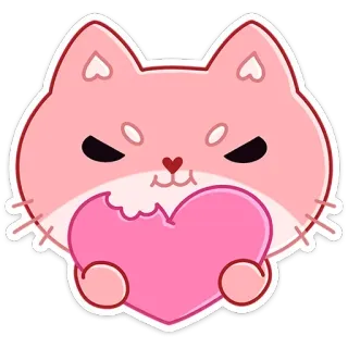 💔 кот, сердце, любовь, милый, розовый, животное, каваий, наклейка telegram sticker