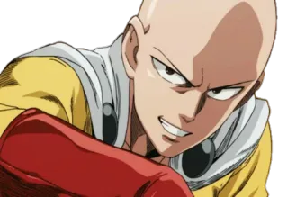 😈 Saitama One-Punch Man Сайтама, Ванпанчмен, аниме, герой, манга, лысый, серьезный, борьба whatsapp sticker