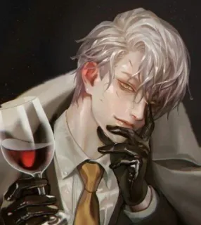 ⛓️ 动漫, 葡萄酒, 男人, 优雅, 角色, 艺术, 插画 telegram sticker
