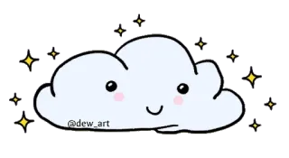 ☁️ @dew_art 구름, 귀여운, 별, 귀여워, 반짝임, 미술 telegram sticker