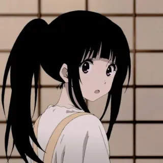 🌸 Anime, Ragazza, Carina, Coda di cavallo, Capelli neri telegram sticker