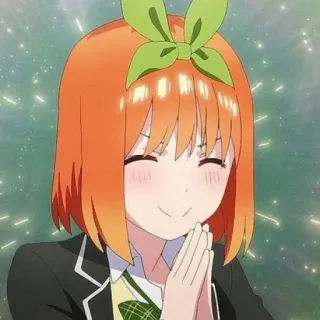 👒 Yotsuba Nakano The Quintessential Quintuplets Anime, Menina, Desenho animado, Sorriso, Feliz, Fofo telegram sticker