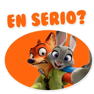 😕 EN SERIO? Zootopia, raposa, coelho, desenho animado, Nick Wilde, Judy Hopps, surpreso telegram sticker