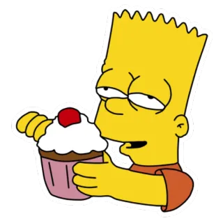 🍨 Bart Simpson The Simpsons Bart Simpson, The Simpsons, cupcake, cartoon character, animation, yellow character, funny telegram sticker