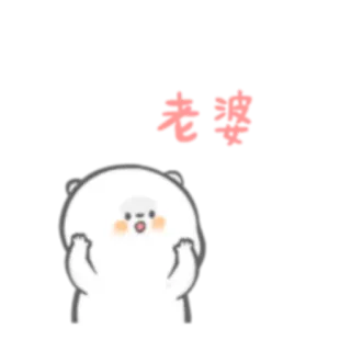 🔊 老婆 uroczy, miś, chiński, tekst whatsapp sticker